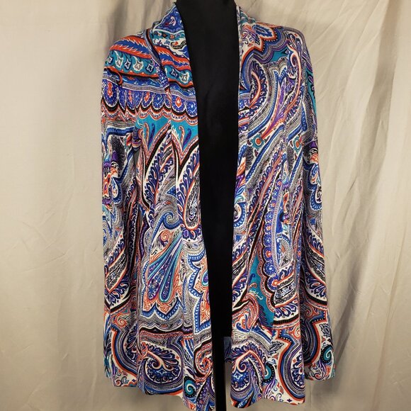 Neiman Marcus Cashmere Collection Paisley Print Cardigan - M - Picture 1 of 6